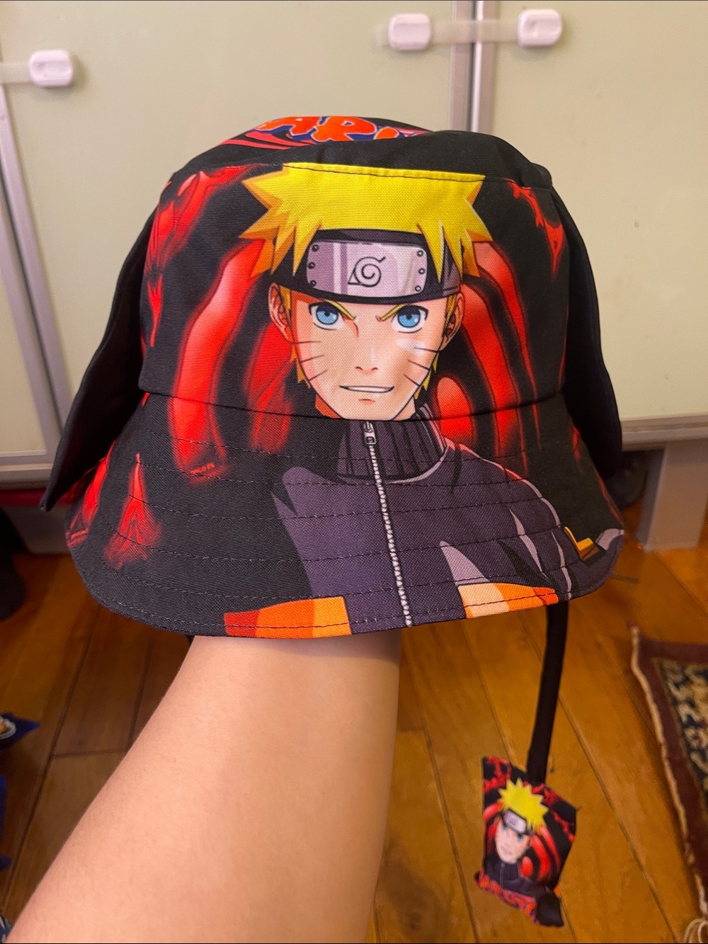 Naruto Kids Black & Red Bucket Hat